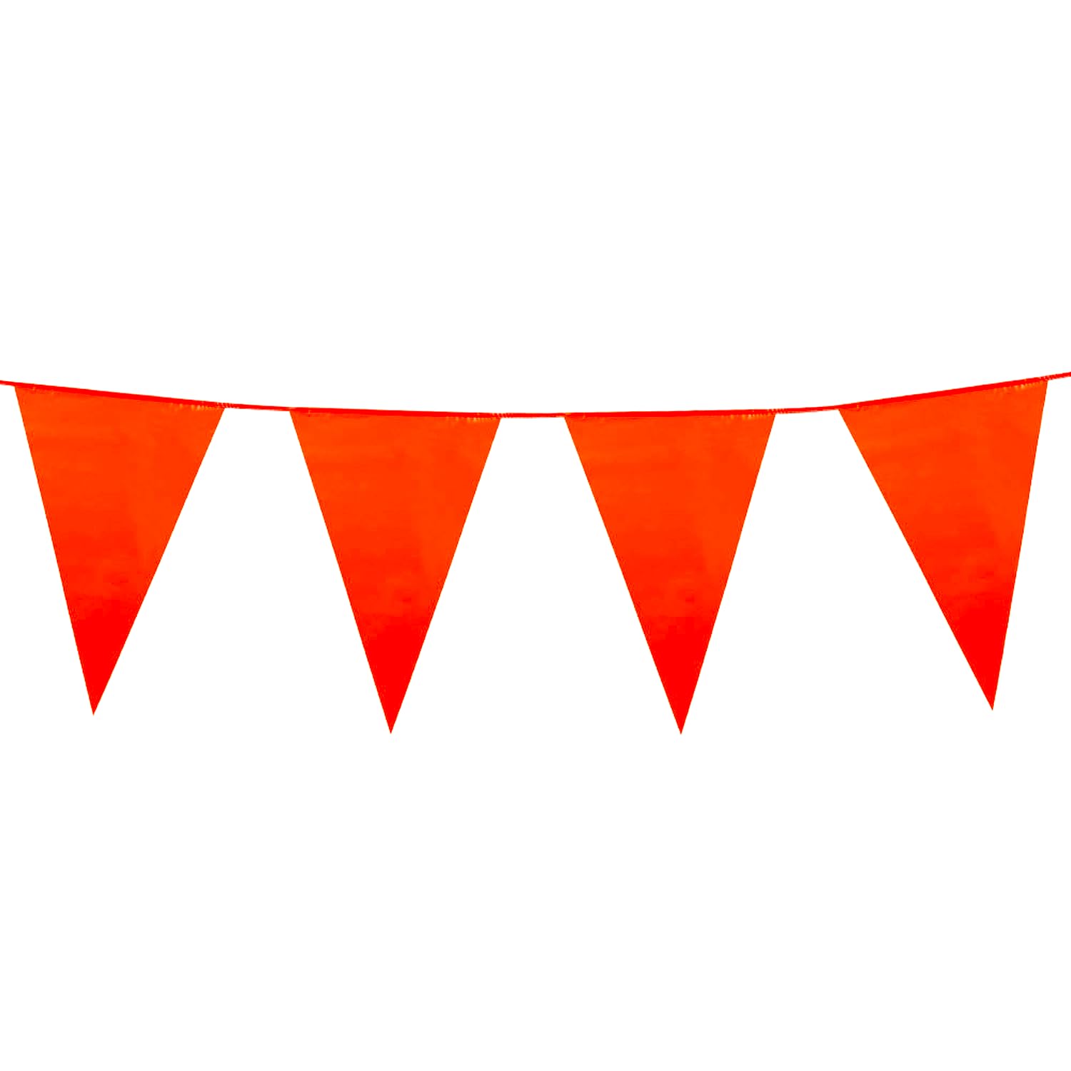 Orange Plastic Bunting 10 m - Large Bunting 20 x 30 cm - Weatherproof Garland for Indoor & Outdoor Use - Tear-Resistant & Reusable - Party Decoration for Birthday, Wedding & Garden Party (Orange)