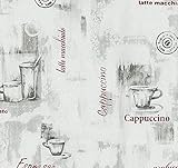 YöL Grey Red Coffee Cup Wallpaper Typography Kitchen Textured Paste Wall Vinyl P+S
