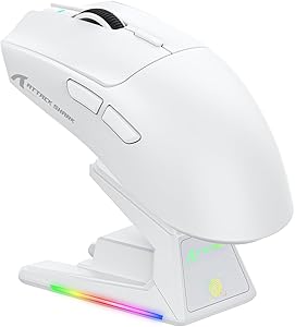 ATTACK SHARK X1 Gaming Mouse with Touchpad RGB Charging Dock, PixArt PAW3395PRO Gaming Sensor, BT/2.4G Wireless/Wired Gami…