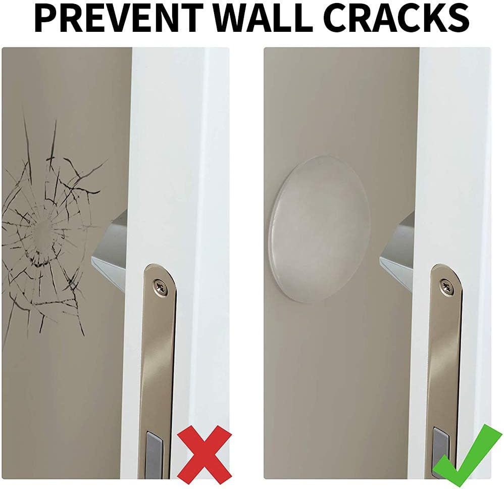 6 Pack Door Stopper Wall Protector 1.57in Door Knob Covers Rubber Bumpers for Wall, Cabinet, Glass Door, Toilet, Handle Cushion (Transparent)