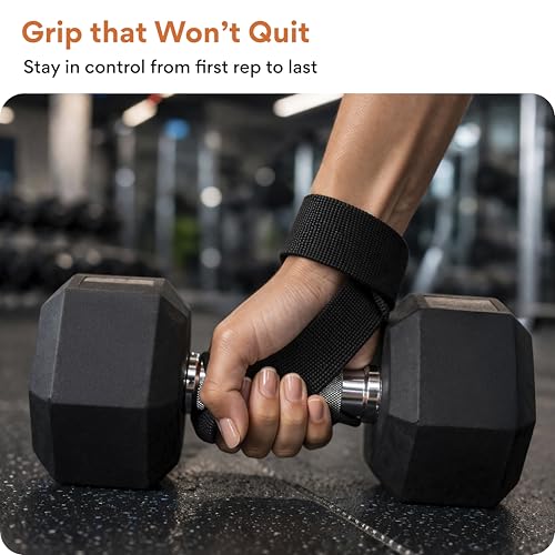 Image of FOVERA Weight Lifting Straps | Wrist Support for Gym & Powerlifting | Anti-Slip Hand Grip Enhancer for Deadlifts, Rows & Pull Ups | Adjustable Workout Accessories for Men & Women (1 Pair)