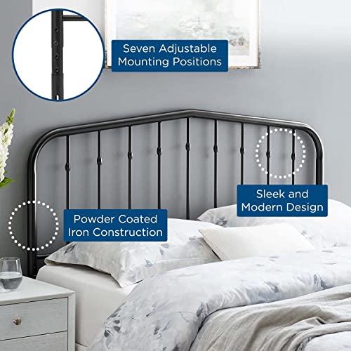 Modway Lennon Modern Farmhouse Metal King Headboard In Black #TOP4