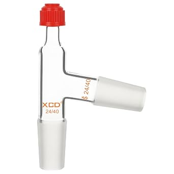 XCD Distilling Thermometer Adapter, 3-Way Borosilicate Glass Adapter with 24/40 Joints and Screw Cap for Distillation Apparatus