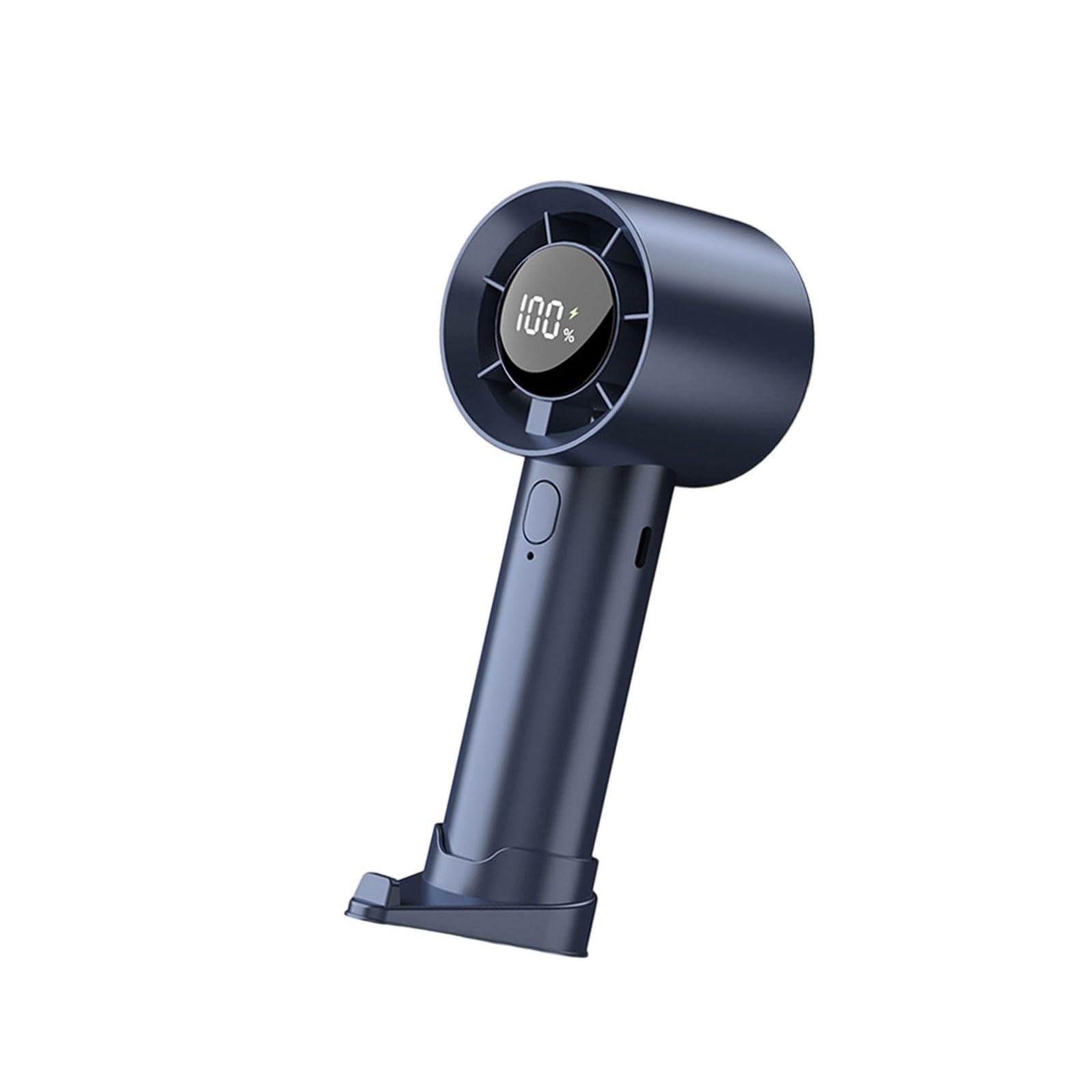FGJsfhrDTU Portable Fan, Adjustable Speed 1200mAh Battery Cooling Device with LED Digital Display Handheld(Navy Blue)