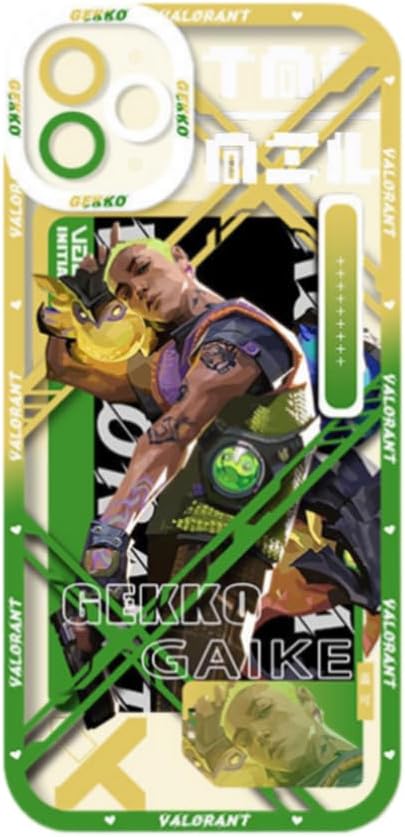 NIRBO Valorant Gekko TPU Soft Ultra Protective Shockproof Phone Case with Individual Protection for Each Lens Covered,Rugged Durable Case For iPhone-Clear (Gekko, iPhone 13)