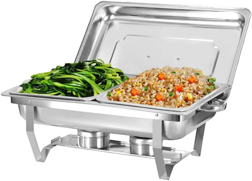 AIZYR Stainless Steel Chafing Dishes for Buffet, Chafing Dish Buffet Set Food Warmer Buffet Servers for Wedding, Partry, Banquet,Double Grid
