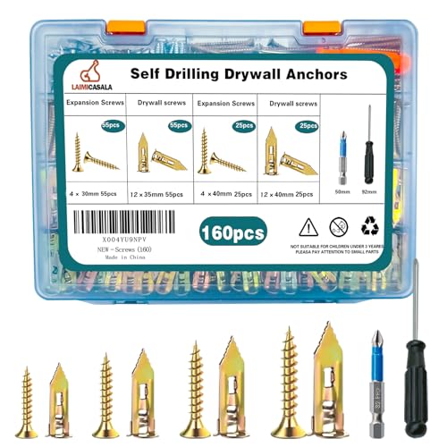 160pcs Self Drilling Drywall Anchors with Screws Kit- Heavy Duty