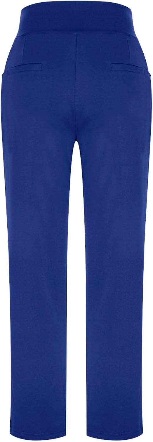 Womens Straight Leg Dress Work Pants High Waist Stretchy Business Casual Pants Office Trousers Slacks with Pockets
