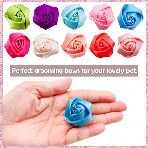 24pcs12pairs Dog Hair Flowers Bows with Rubber Band Rose Pink Red Blue Purple Color for Small Medium Puppy Doggy Pet Animals Grooming Accessories Attachment  Cucciolini Doodles 24pcs12pairs dog hair flowers bows with rubber band rose pink red blue purple color for small medium puppy doggy pet animals grooming accessories attachment   cucciolini doodles
