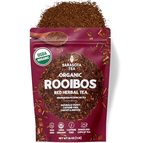 Organic Rooibos Loose Leaf Tea | 100% Pure South African Red Tea | Naturally Caffeine-Free | USDA Organic | 1lb Bulk Bag | Smooth & Earthy Flavor | Herbal Wellness | Non-GMO