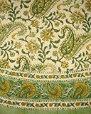 Block Print Rajasthan Paisley Round Cotton Tablecloth 72