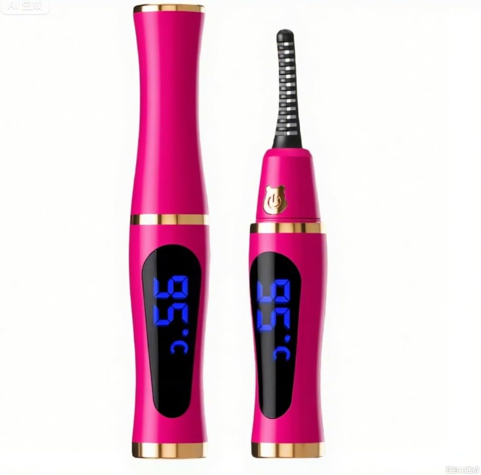 Heated Eyelash Curler – Fast 5s Heat-Up, USB Rechargeable Electric Eyelash Curler, LED Display, Anti-Burn, 24H Long-Lasting Curl, Perfect Gift for Women (Rose)