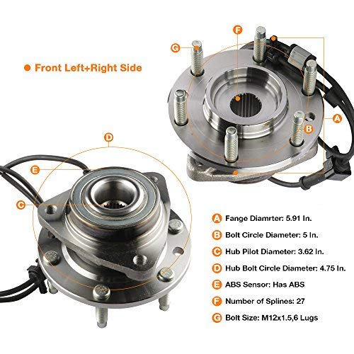 Mostplus Wheel Bearing Hub Front Wheel Hub And Bearing Assembly 513188 Compatible For 2002-2009 Gmc Chevy With Abs 6 Lug #TOP1