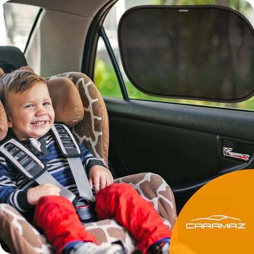 CARAMAZ Sonnenschutz Auto Baby mit UV Schutz, Reach Zertifiziert - Opti-Dark - GSM100+ inkl. Saugnapf - Verdunklung 51x31cm, 2 Stück