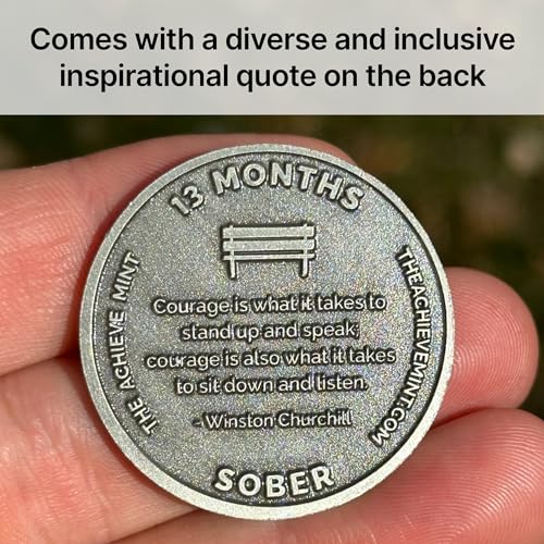 Image of The Achieve Mint 13 Months Sober Token | Thirteen Months Sober Chip | Non-AA Gift, Non-Religious Medallions for Men and Women Celebrating Sobriety
