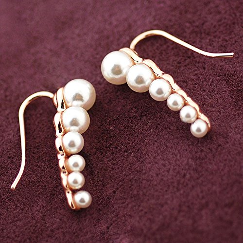 Ear Crawler Earrings Climbers Pearl Cuff Earrings Pin Vine Wrap Studs Earrings Jewelry For Women (Rose Gold) #TOP4