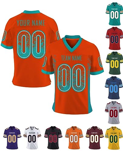 Xiuyours Camiseta Fútbol Americano Personalizada con Nombre Número Logo Jersey Camisetas Deportiva Personalizados para Hombre Niño Mujere, S-7XL