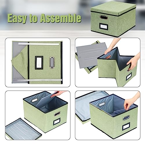 EOOUT 1 Pack File Organizer Box File Filing Box File Folder Storage Hanging File Organizer with Handles for Office Home School (Light Green)
