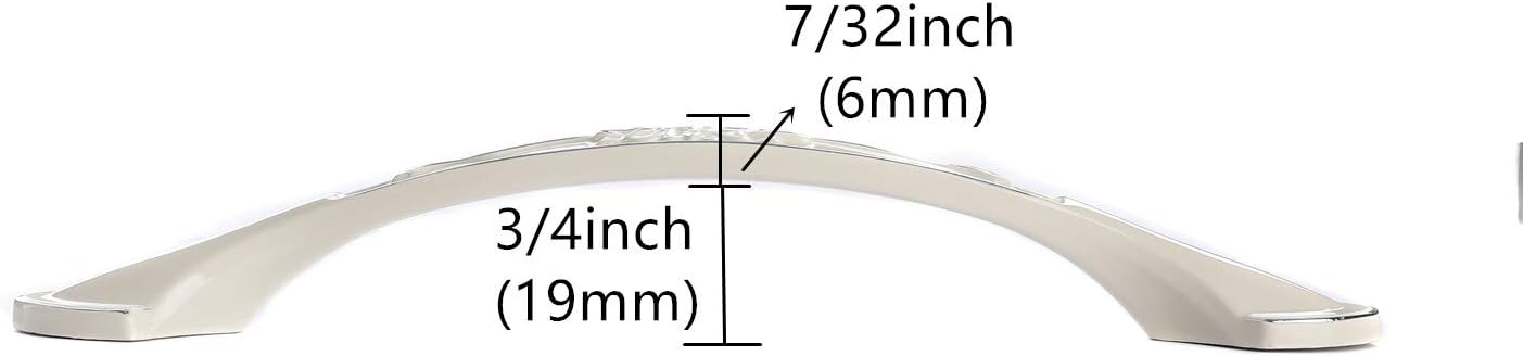 Solid Ivory Cabinet Hardware Handle Pull Lustrous Chrome Silver Flower Dresser Wardrobe Pull - 5.04" (128mm) Hole Centers, 3 Pack, Silver and Ivory