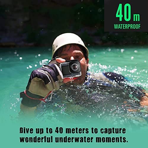 Image of icefox Action Camera 4K Underwater Camera Waterproof 40M Ultra HD 20MP Camera 170 Ultra Wide Angle External Microphone WiFi Camcorder, Dark Gray