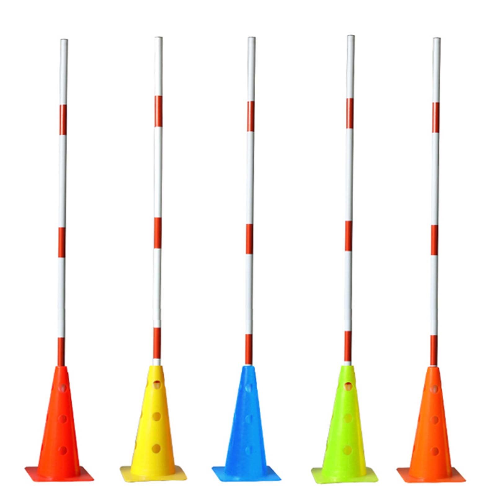 Vallas entrenamiento, Picas de Slalom Agility 5 Piezas Conos y Postes para Entrenamiento Deportivo , Mejorar la Agilidad Footwork Bounce Coaching Sticks, Adultos Adolescentes Mascotas Niños Equipo de