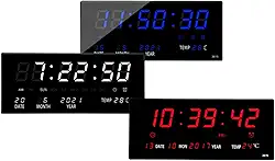 RELÓGIO de Parede LED DIGITAL Super Grande Para Academia Consultorio Sala de Espera Alto Brilho com Termômetro Data e Hora Alarme e Cronometro 3x15x36 BAnpinSH