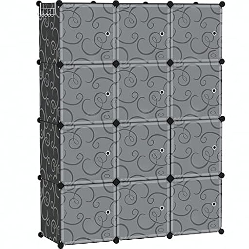 C&HOGAR Organizador de almacenamiento en forma de cubo con puertas, ideal para dormitorio, sala de estar, 36.6 pulgadas de largo x 12.4 pulgadas de ancho x 48.4 pulgadas de alto, negro USHS3012B-DOOR | Ya disponible en tu tienda friki favorita! En mundofriki.es!