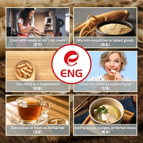 Image of ENG American Ginseng Slices - Large Panax Ginseng Root Sliced,4oz /Box,Fresh Slices for Tea & Soup - Organic Wisconsin Ginseng for Men & Woman to Boost Immunity & Energy,花旗参 /西洋参 (4 Ounce)