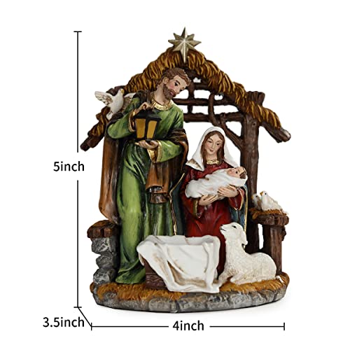 Chrui 5 Inch Nativity Scene Set Holy Family Collectable Decorative, Christmas Tabletop Figure Ornaments, Miniatures Baby Jesus Statue For Tabletop Or Desk Display, Collection, Durable, Long Lasting #TOP1