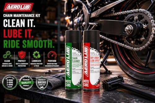 Image of Chain Lube Spray & Chain Cleaner Spray Combo Kit for Bikes 145ml Each for Superior Chain Care | Rust & Corrosion Protection, Smooth Lubrication Suitable for All Motorcycles O /X /Z-Ring Chains