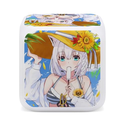 白上 フブキ 9目覚まし時計 置き時計 多機能 時間と温度の二重表示 電池式 学生 寝室やオフィスに最適