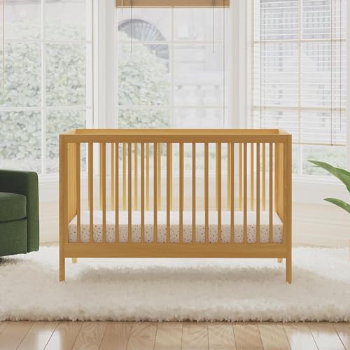 Image of DaVinci Birdie 3-in-1 Convertible Baby Crib - GREENGUARD Gold Certified Crib - Convertible Crib to Toddler Bed and Daybed - Baby Bed w/ 4 Adjustable Heights - Easy to Assemble Wooden Crib - Honey