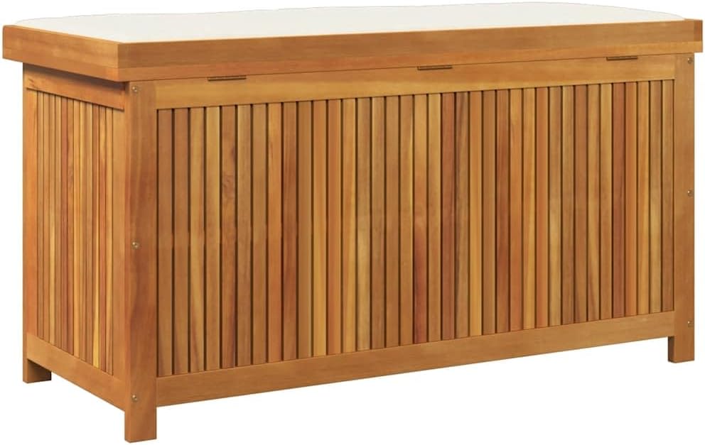 Cushion Box Solid Acacia Wood Color Solid Acacia Wood Storage Bin Patio Box for Deck Garden