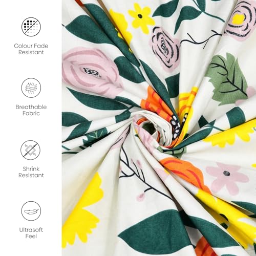 Image of Rivermoor 200 TC Ultrasoft Bedsheet for Double Bed | Queen Size Bed Sheet with 2 Pillow Covers | Floral Flower Print | 88 x 96 Inches | Breathable & Hypoallergenic
