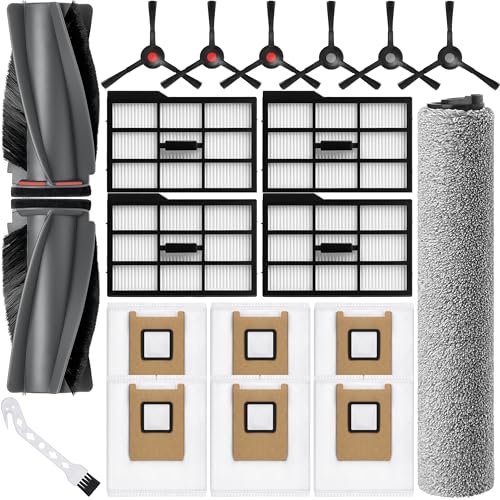 Image of 20 Pack Accessories Kit,Compatible with Eufy E25 Omni /E28 Omni Robot Vacuum,2 Main Brush 4 Hepa Filters 6 Side Brushes 1 Brush Mops 6 Vacuum Bags,E25 Omni Replacement Parts(New)