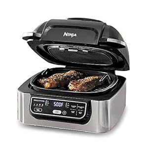 Ninja Foodi Ag 301 5 In 1 Indoor Electric Countertop Grill With 4 Quart Air Fryer, Roast, Bake, Dehydrate, And Cyclonic…