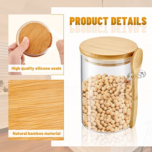 Tessco Set Of 2 Airtight Glass Jars With Bamboo Lids And Spoons Glass Canisters Glass Jars Lid Sealed Sugar Container Glass Coffee Containers Food Jars Canisters For Kitchen Spice Beans (17Oz) #TOP4
