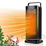 Electric Space Heater for Office, 1500W Portable Ceramic Heater for Indoor Use, Oscillating Tower Bathroom Heater with Thermostat, Safe, Fast Heating, Tip-over & Overheat Protection, Quiet, for Bathroom, Bedroom
