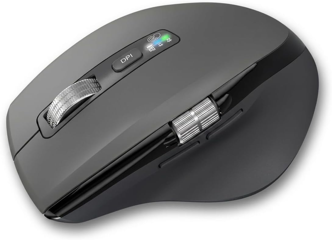 INFINMIND Wireless Side Scroll Mouse with Multi-Device, Ergonomic Computer Mice with Smart Flying Scroll, Quiet Click, 4-Level DPI for Computer, Laptop, iPad, Tablet, MacBook (Grey)