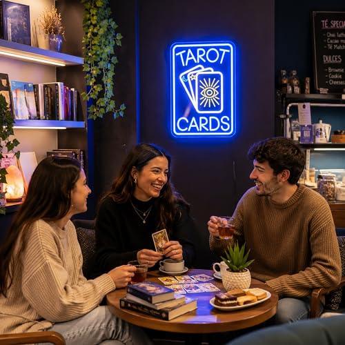 Image of Blue Neon Sign Led Neon Lights Signs for Wall Decor USB Powered Led Signs for Room Decoration-Tarot Cards