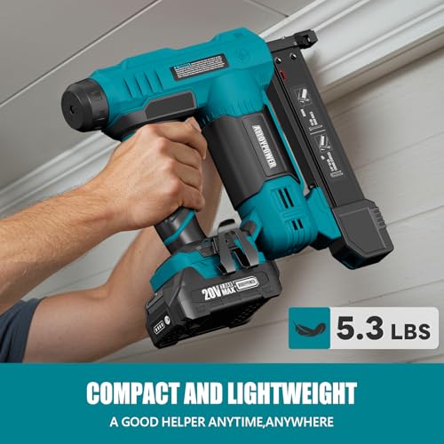 Image of ALLOYPOWER 2 in 1 Cordless Brad Nailer /Electric Stapler with 2.0Ah Battery and Charger,1000pcs Nails and 500pcs Staples Included for Home Improvement & Woodworking