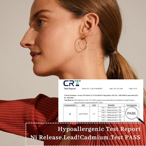 Senteria 2mm Wide 925 Sterling Silver Hoop Earrings for Women Hypoallergenic Lightweight Thin Large Big Gold Hoops Earrings for Women 20/30/50/70MM3