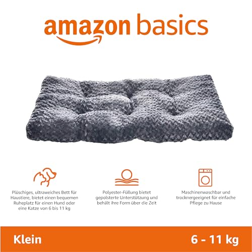 Amazon Basics Maschinenwaschbar Hundebett und Haustierbett für Kleine Hunde und Katzen - Waschbar und Strapazierfähig, 74 x 53 x 8 cm, Graue Wirbel