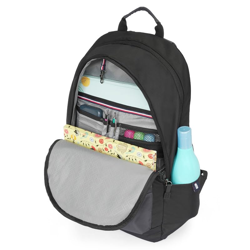 Image of Tommy Hilfiger Bradenton Unisex Casual Backpack - Black+Granite Grey | 23 Capacity | Polyester | Padded & Adjustable | No. Of Compartment: 2 | Zipper Closure