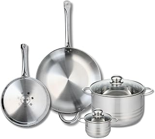 ELO 9879150 Cookware Set 4 Pieces 2 Frying Pans 24 and 32 cm 2 Saucepans 12 and 24 cm Elo Profi Stainless Steel Induction