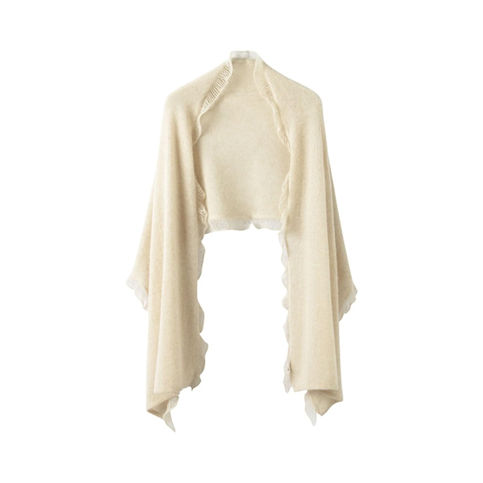 Cárdigan de cachemir punto for mujer, color liso, bufanda, chal cálido con apertura frontal Chal de invierno