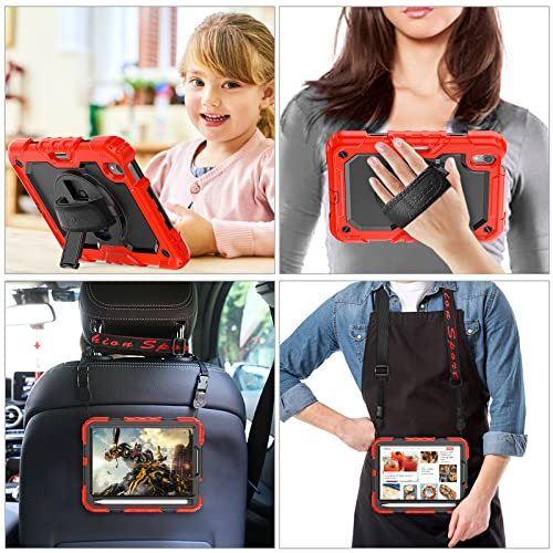Image of SEYMAC stock Case for iPad Mini 6 8.3'' 2021 with Screen Protector Pencil Holder [360 Rotating Hand Strap] &Stand, Drop-Proof Case for iPad Mini 6th Generation 8.3 inch, Black+Red