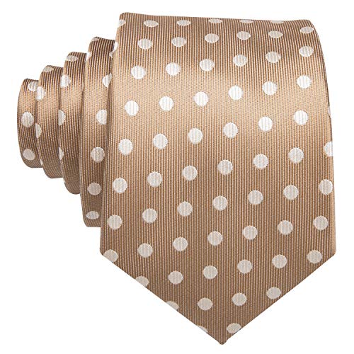 Image of Barry.Wang Ties for Men Silk Tie Sets Polka Dot Woven Necktie Pocket Square Cufflinks Business Wedding