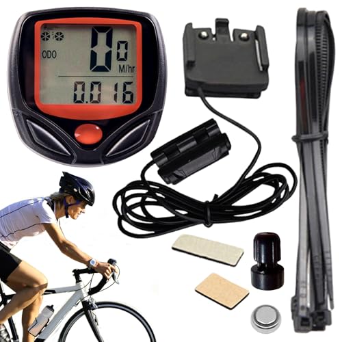 Velocímetro y cuentakilómetros para Bicicletas – Velocímetro Impermeable con Cable y Pantalla LCD | Medidor de Velocidad y Distancia para Ciclismo, fácil instalación, Ideal para Bicicletas de montaña