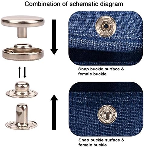 Snap Fastener Kit,Metal Snaps Buttons with Fixing Tools, 4 Color Clothing Snaps Kit for Clothing, Leather, Jacket, Jeans Wear, Bags, Bracelet